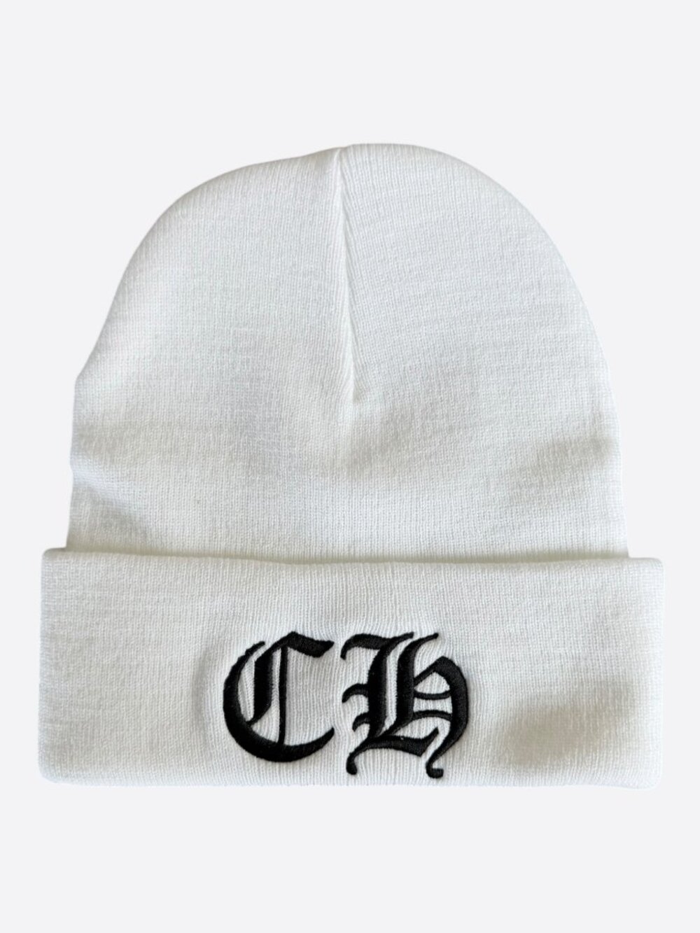 Chrome Hearts White & Black CH Logo Embroidered Beanie